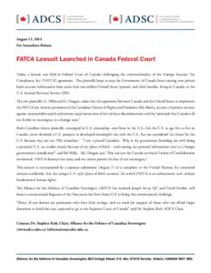 ADCS  ALLIANCE FOR THE DEFENCE OF CANADIAN SOVEREIGNTY