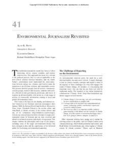 Copyright © 2012 SAGE Publications. Not for sale, reproduction, or distribution.  41 ENVIRONMENTAL JOURNALISM REVISITED ALAN K. BETTS Atmospheric Research