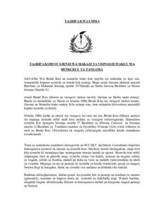 TAARIFA KWA UMMA  TAARIFA KUHUSU UJENZI WA MAKAZI YA VIONGOZI WAKUU WA BENKI KUU YA TANZANIA GAVANA WA Benki Kuu na manaibu wake kwa mujibu wa mikataba ya kazi zao, wanastahili kupewa nyumba ya kuishi kila mmoja. Hapo aw