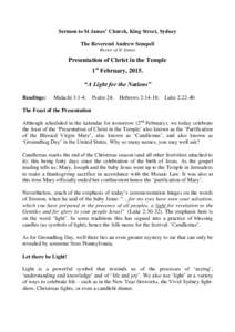 Gospel of Luke / Jesus / Presentation of Jesus at the Temple / Sacrament / Kurien Kunnumpuram / Christianity / Methodism / Anglicanism