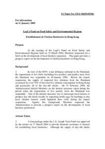 LC Paper No. CB[removed])  For information on 11 January[removed]LegCo Panel on Food Safety and Environmental Hygiene
