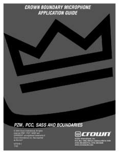 PZM, PCC, SASS AND BOUNDARIES © 2000 Crown International, All rights reserved PZM® , PCC®, SASS® and