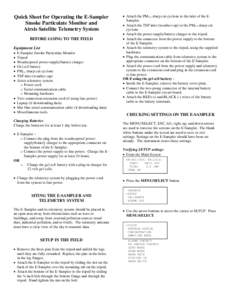 Quick Sheet for Operating the E-Sampler Smoke Monitor and Airsis Satellite Telemetry System