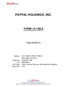 PAYPAL HOLDINGS, INC.  FORM 10-12B/A (Amended Registration Statement)