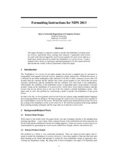 Formatting Instructions for NIPSKyle G Griswold Department of Computer Science Stanford University Stanford, CA 94305 