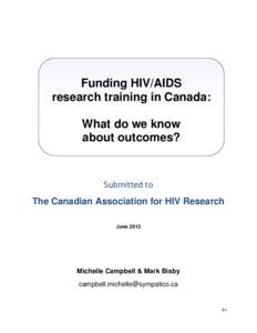 Canadian Foundation for AIDS Research / HIV/AIDS in Canada / Canadian Institutes of Health Research / AIDS / John E. Fogarty International Center / Division of Acquired Immunodeficiency Syndrome / Health / Medicine / National Institutes of Health