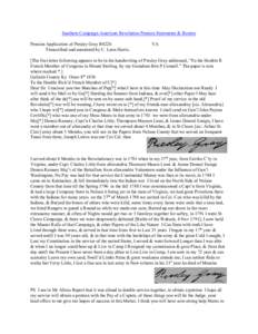 Southern Campaign American Revolution Pension Statements & Rosters Pension Application of Presley Gray R4226 Transcribed and annotated by C. Leon Harris. VA
