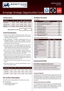 MONTHLY REPORT May 2014 ESTArmytage Strategic Opportuni!es Fund Performance