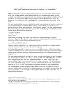 CPSC Staff Analysis and Assessment of Synthetic Turf 