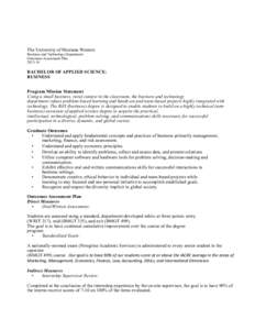 The University of Montana Western Business and Technology Department Outcomes Assessment Plan[removed]BACHELOR OF APPLIED SCIENCE: