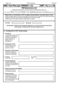 Page 1 of 3  QMF17q Issue02 EMC Test Plan (per EN60601-1-2)