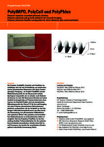 Projektcluster PLATON  PolyIMPD, PolyCell und PolyPhlex Polymer injection moulded photonic devices Polymer photonic cell growth platform for live-cell imaging Polymer photonic flexible waveguides for short distance data 