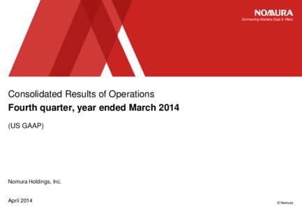 Connecting Markets East & West  Consolidated Results of Operations Fourth quarter, year ended March[removed]US GAAP)