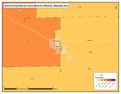 2013 Poverty Rate by Census Block for Atkinson, Nebraska Area  ´ 4.1%