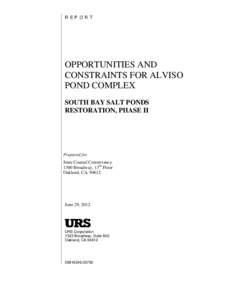R E P O R T  OPPORTUNITIES AND CONSTRAINTS FOR ALVISO POND COMPLEX SOUTH BAY SALT PONDS