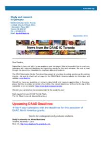 www.daad.org  DAAD Information Centre Toronto c/o Munk School of Global Affairs 1 Devonshire Place, N207 Toronto ON M5S 3K7