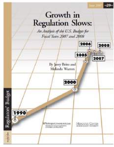 Growth in Regulation Slows: An Analysis of the U.S. Budget for Fiscal Years 2007 and 2008 By Jerry Brito and Melinda WarrenAnnual Report