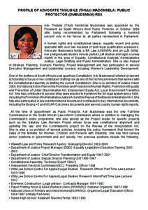 PROFILE OF ADVOCATE THULISILE (THULI) MADONSELA: PUBLIC PUBLIC