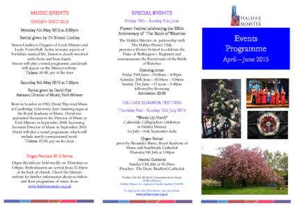 MUSIC EVENTS  SPECIAL EVENTS ORGAN RECITALS