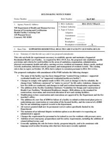 RULEMAKING NOTICE FORM Notice Number Rule Number  1. Agency Name & Address: