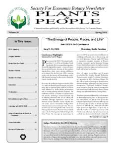 Society For Economic Botany Newsletter  PLANTS & PEOPLE