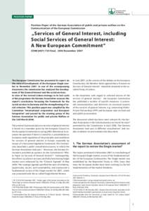 POSITION-PAPER  Position-Paper of the German Association of public and private welfare on the Communication of the European Commission  „Services of General Interest, including