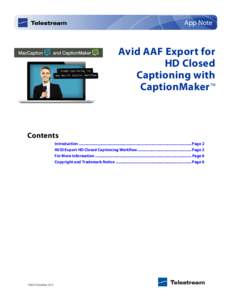1  App Note Avid AAF Export for HD Closed