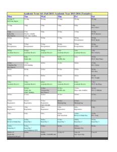 Mon  Academic Term 161 (Fall[removed]Academic Year[removed]Tentative] Tue Wed Thu