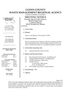GLENN COUNTY WASTE MANAGEMENT REGIONAL AGENCY A JOINT POWERS AUTHORITY MEETING NOTICE