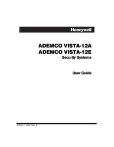 ADEMCO VISTA-12A ADEMCO VISTA-12E Security Systems  User Guide