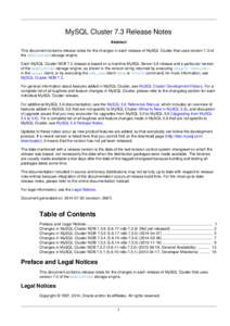 MySQL Cluster 7.3 Release Notes