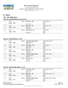 2014 Show Results Tennessee State Fair Judge:Lenny Vincent, Hodgenville, KY Show Date:[removed]