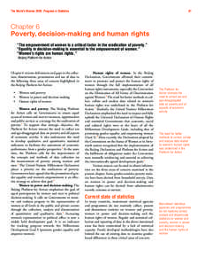 The World’s Women 2005: Progress in Statistics  81 Chapter 6 Poverty, decision-making and human rights