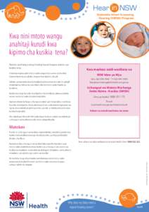 Statewide Infant Screening – Hearing (SWISH) Program Kwa nini mtoto wangu anahitaji kurudi kwa kipimo cha kusikia tena?