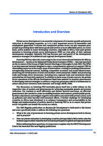 Business for Development[removed]Introduction and Overview Private sector development is an essential component of economic growth and poverty reduction in developing countries, as it is a very important source of innovati