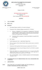 JOINT LEGISLATIVE COMMITTEE ON THE BUDGET STATE CAPITOL P.O. BOX 44294, CAPITOL STATION BATON ROUGE, LOUISIANA[removed]7244 REPRESENTATIVE JIM FANNIN