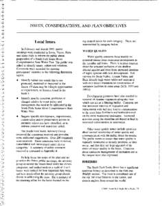 ISSUES, CONSIDERATIONS, AND PLAN OBJECTIVES  Local Issues In February and March 1995, public meetings were conducted in Irwin, Victor, Ririe and Idaho Falls to inform the puhlic about