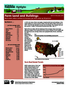 Highlights Farm Land and Buildings ACH12-15/November[removed]Real estate values continue to increase; per farm value up 36 percent.