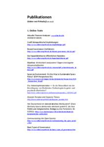 Publikationen (Volker von Prittwitz[removed]Online-Texte Aktuelle Themen-Analysen: www.diberlin.info (Comment/Analysis).