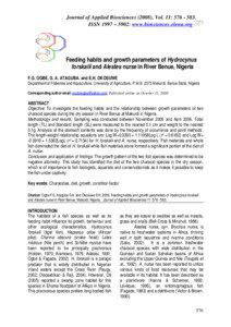 Journal of Applied Biosciences (2008), Vol. 11: [removed]ISSN 1997 – 5902: www.biosciences.elewa.org