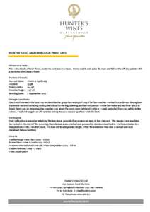 HUNTER’S 2013 MARLBOROUGH PINOT GRIS  Winemaker Notes