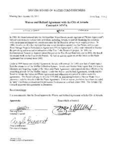 Jan. 9, 2013 Board agenda item: Waiver and Refund Agreement with the City of Arvada