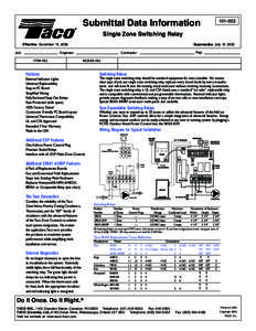 Submittal Data Information[removed]Single Zone Switching Relay