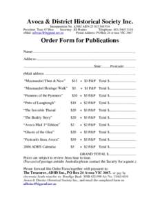 Order Form Publications 2016