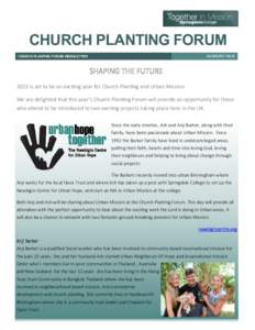 CHURCH PLANTING FORUM JANUARY 2015 CHURCH PLANTING FORUM NEWSLETTER  SHAPING THE FUTURE