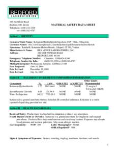 Industrial hygiene / Safety engineering / Dissociative drugs / NMDA receptor antagonists / Health sciences / Ketamine / Hazardous drugs / Dangerous goods / Material safety data sheet / Chemistry / Health / Safety