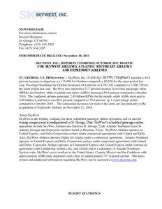 SkyWest /  Inc. / SkyWest Airlines / ExpressJet Airlines / Delta Connection / Atlantic Southeast Airlines / Continental Express / United Express / Jerry Atkin / Transport / Aviation / Airlines of North America