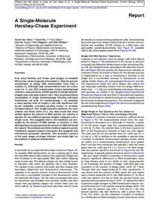 Please cite this article in press as: Van Valen et al., A Single-Molecule Hershey-Chase Experiment, Current Biology (2012), doi:j.cubCurrent Biology 22, 1–5, July 24, 2012 ª2012 Elsevier Ltd All r