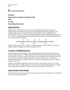 NDA[removed]S-047 Page 3 Desferal® deferoxamine mesylate for injection USP Vials