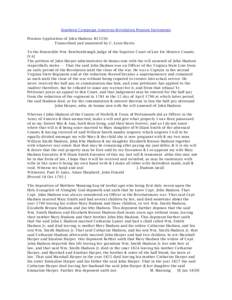 Southern Campaign American Revolution Pension Statements Pension Application of John Hudson: R15350 Transcribed and annotated by C. Leon Harris To the Honorable Wm. Beschenbrough Judge of the Superior Court of Law for He